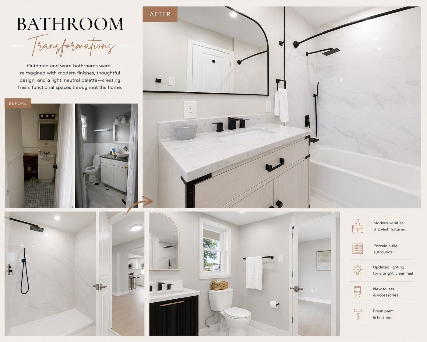 Bathroom before and after