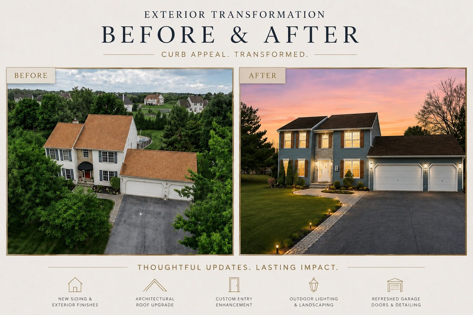 Exterior Transformation, Before & After: Curb Appeal. Transformed.